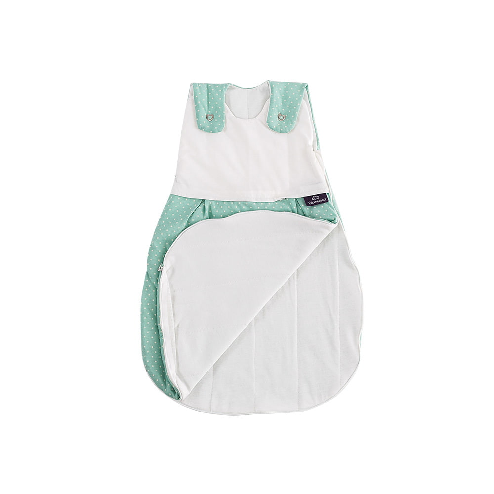 LIEBMICH Schlafsack im Design Pünktchen mint Rundumreißverschluss offen