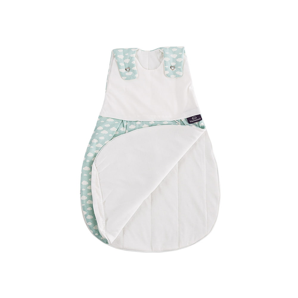 LIEBMICH Schlafsack im Design Wolke mint Rundumreißverschluss offen