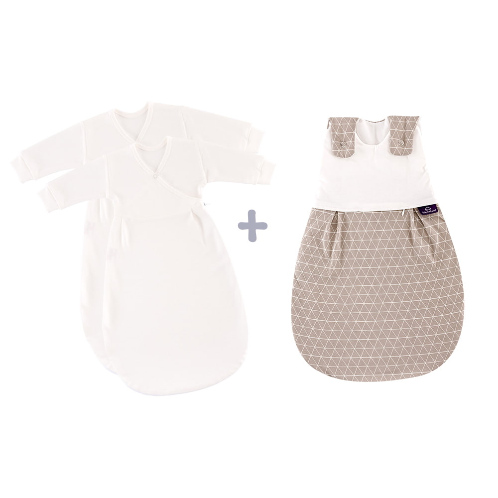 LIEBMICH Schlafsack Set im Design Grafik braun mit 2 Innenschlafsäcken