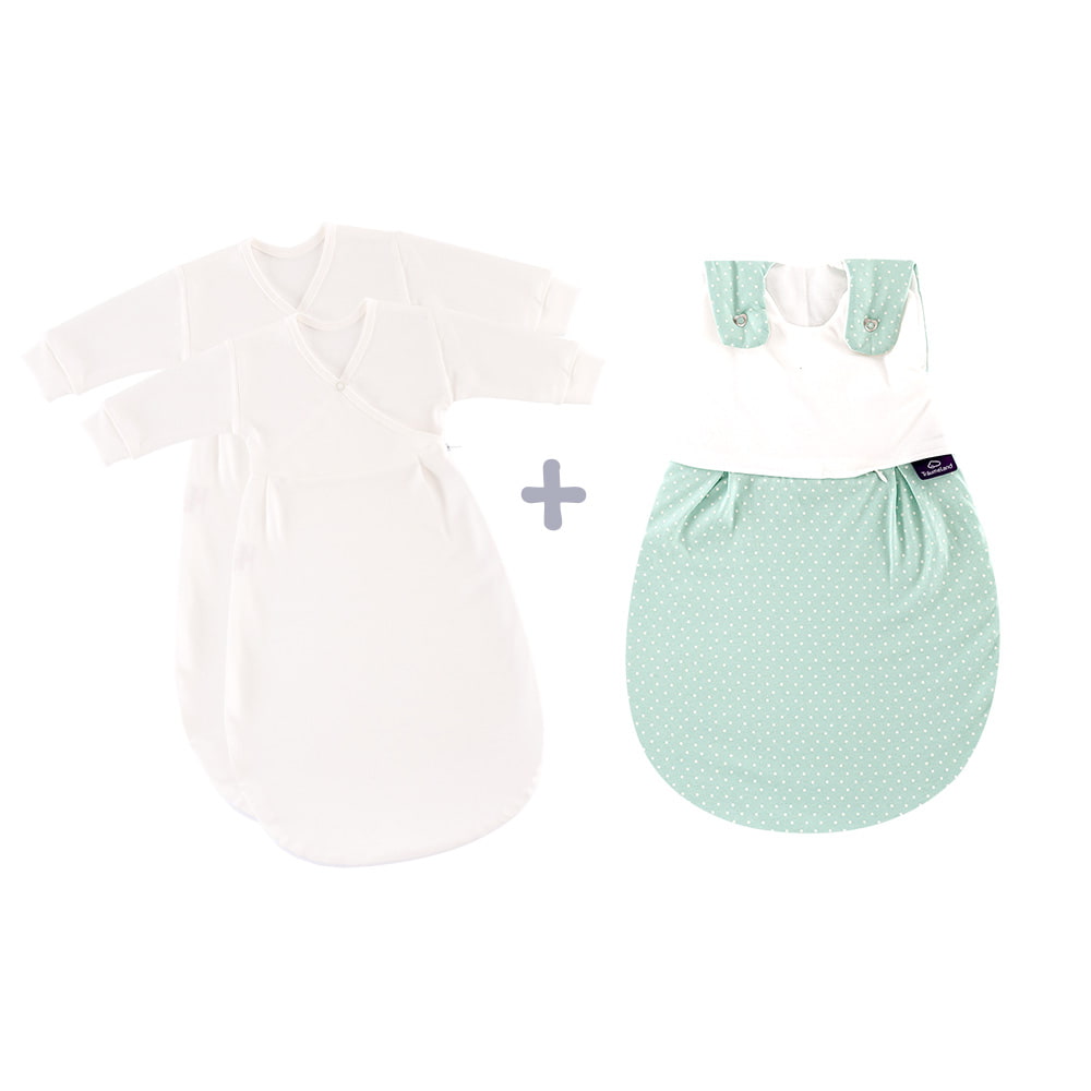 LIEBMICH Schlafsack Set im Design Pünktchen mint mit 2 Innenschlafsäcken