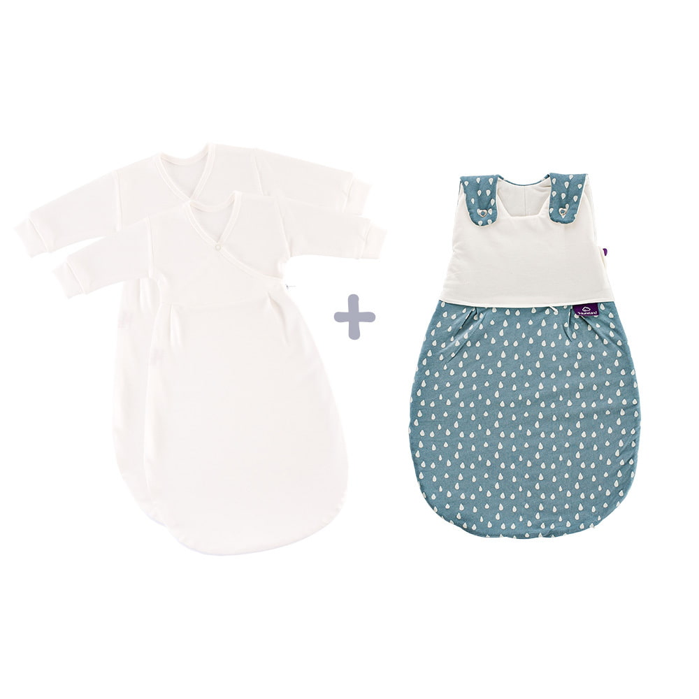 LIEBMICH Schlafsack Set im Design Tropfen ozeanblau mit 2 Innenschlafsäcken