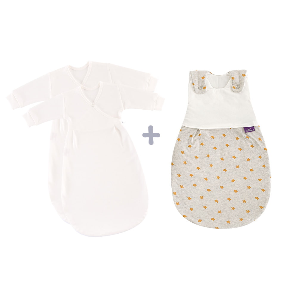 LIEBMICH Schlafsack Set im Design Sternentraum gelb mit 2 Innenschlafsäcken
