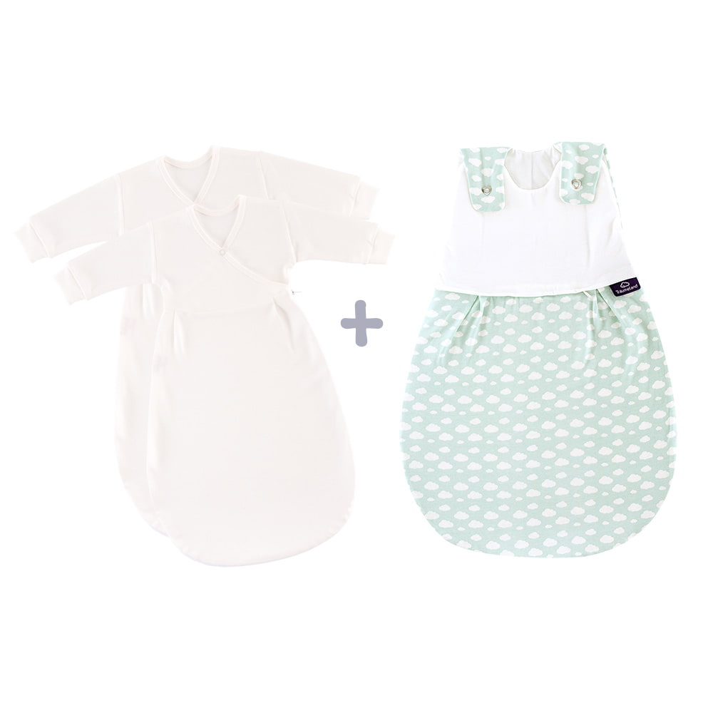 LIEBMICH Schlafsack Set im Design Wolke mint mit 2 Innenschlafsäcken