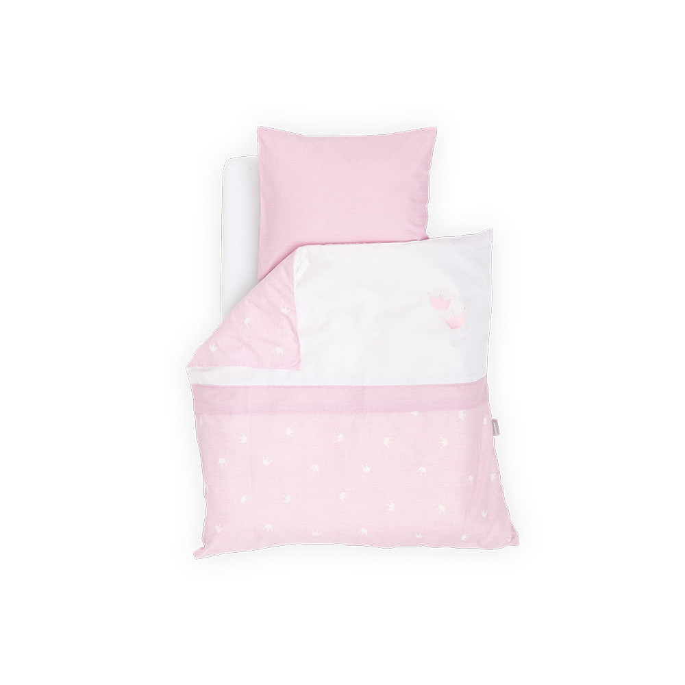 Bettwäsche Krone rosa in 80 mal 80 cm