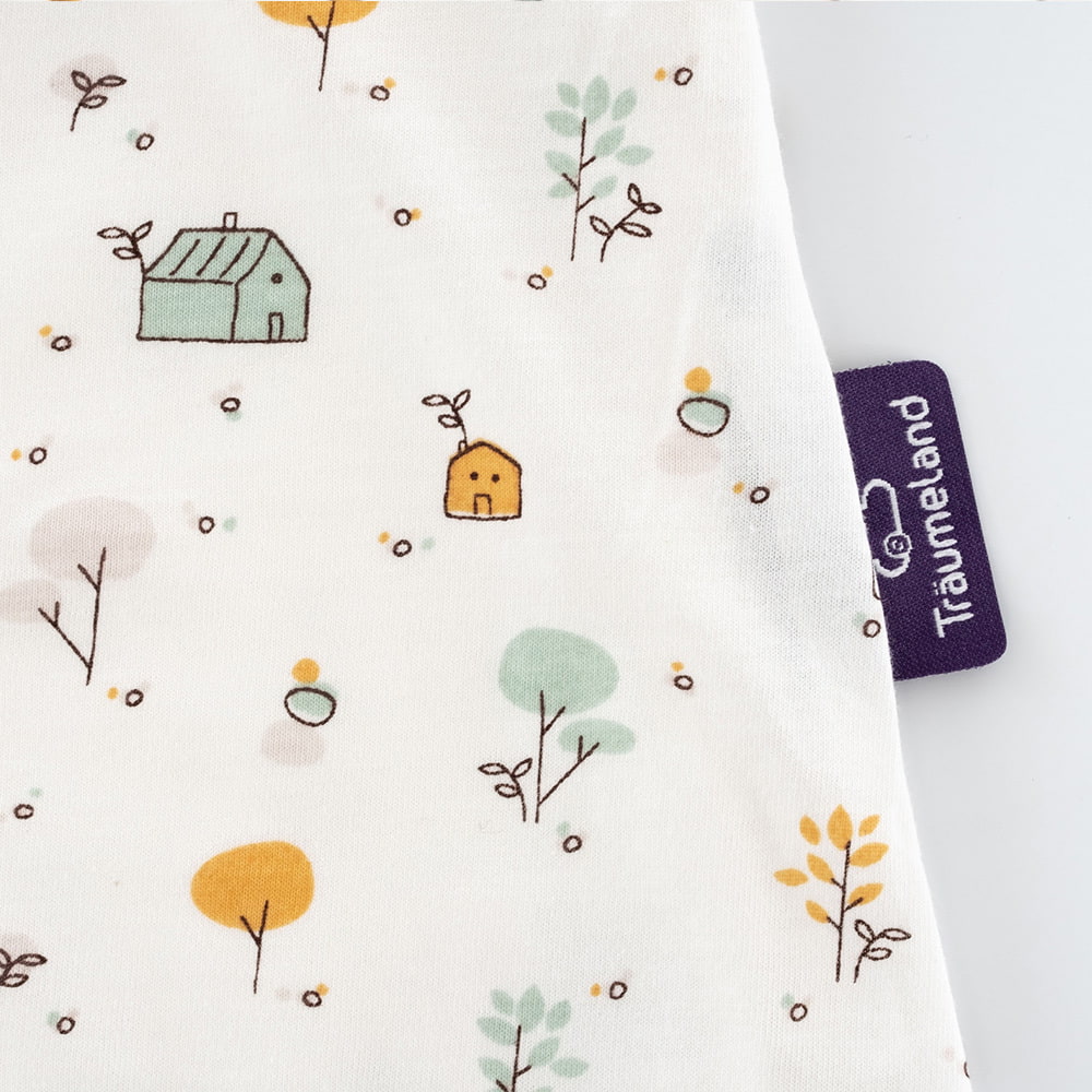 Sommerschlafsack Sweet Home aus Baumwolle Detailfoto vom Träumeland-Etikett