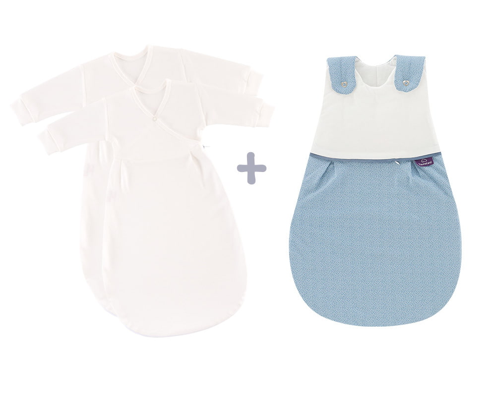 Ganzjahres-Schlafsack Set Punkte blau