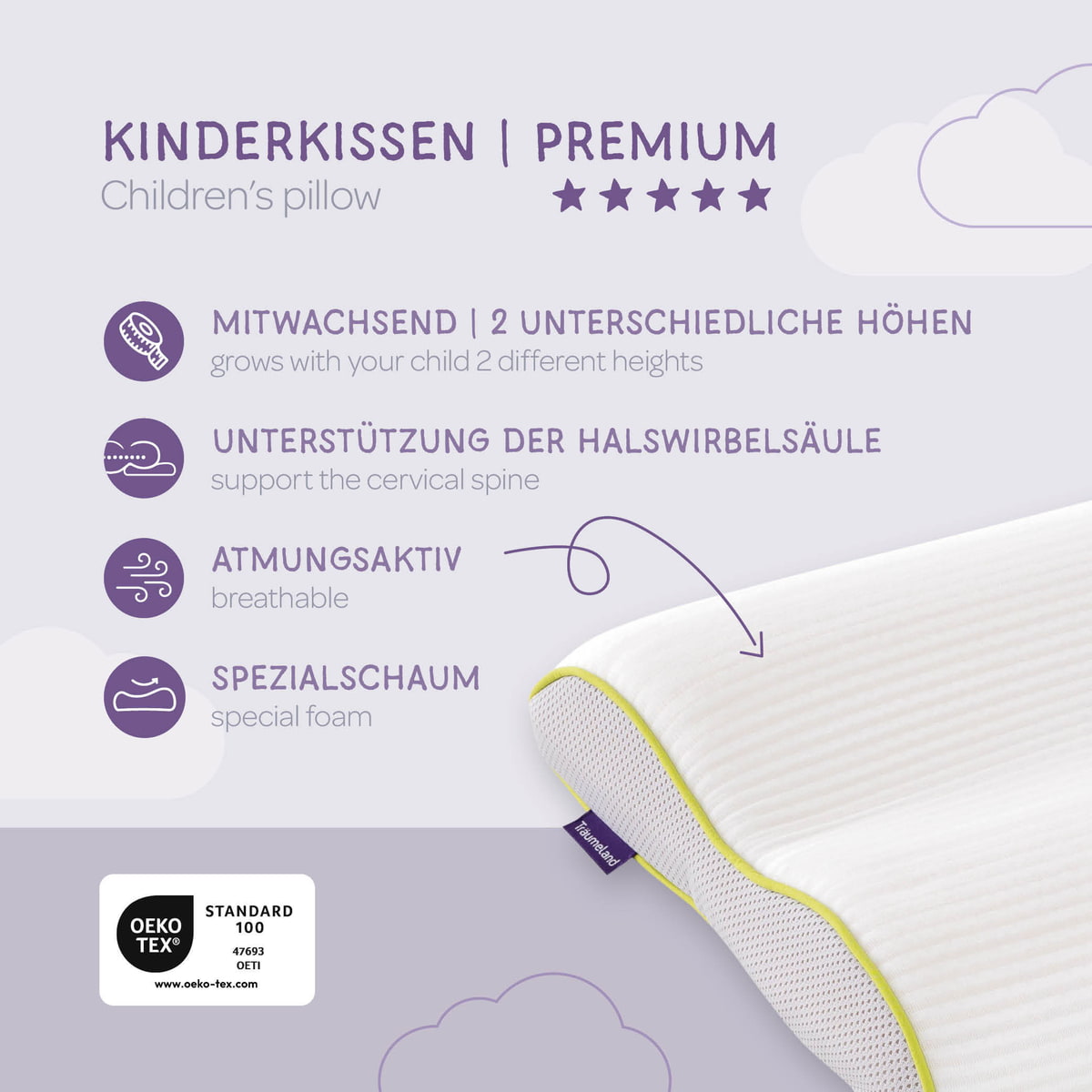 Vorteile vom ergonomischen Träumeland Kinderkissen Premium