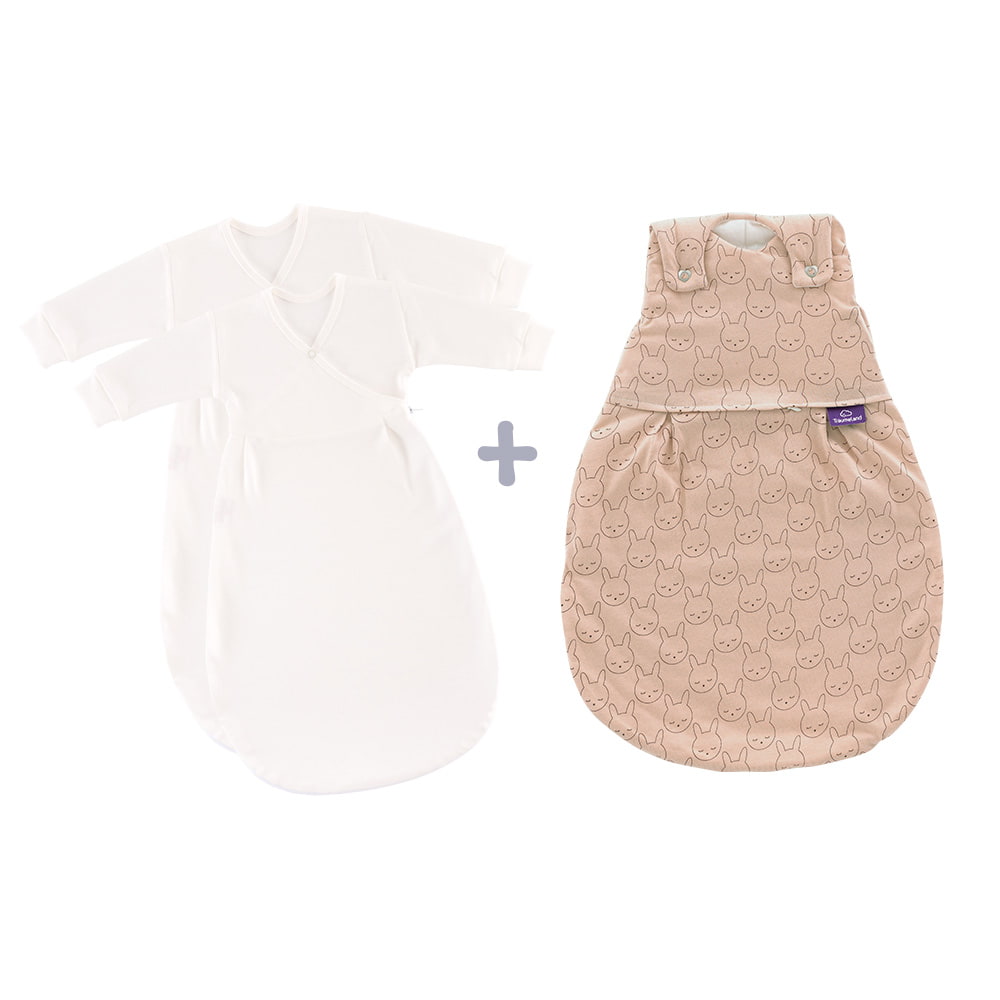 Ganzjahres-Schlafsack Set Kuschelhase beige