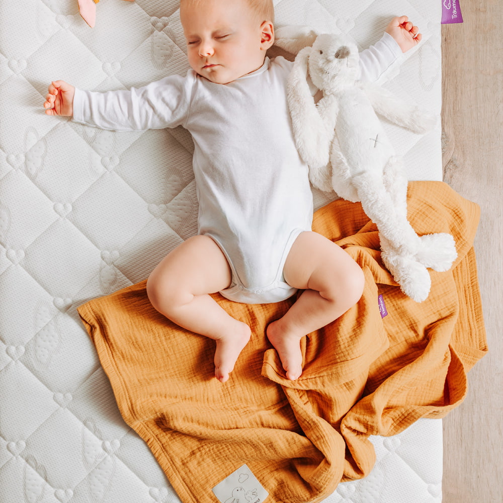 Babydecke aus Baumwoll-Musselin senfgelb Babydecke aus Baumwoll-Musselin senfgelb