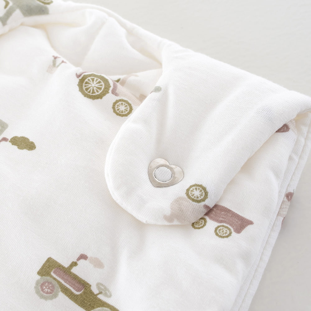Schlafsack Little Farm grün Detail Druckknöpfe