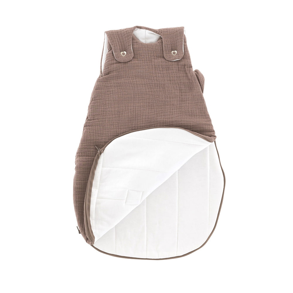 Ganzjahresschlafsack kastanie aufgeklappt