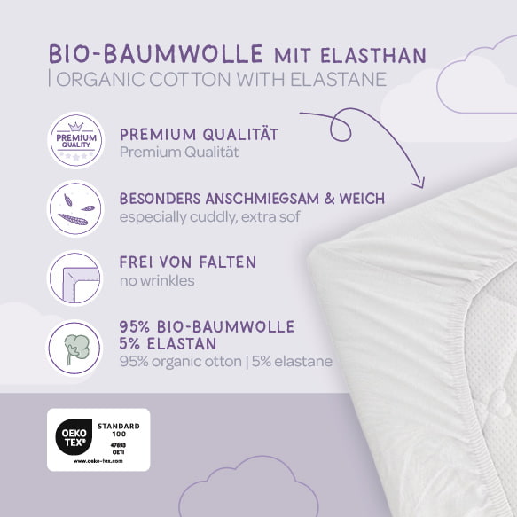 Spannbettlaken Bio-Baumwolle mit Elasthan 
