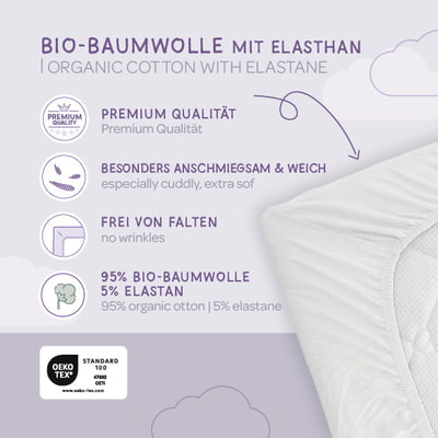 Spannbettlaken Bio-Baumwolle mit Elasthan 