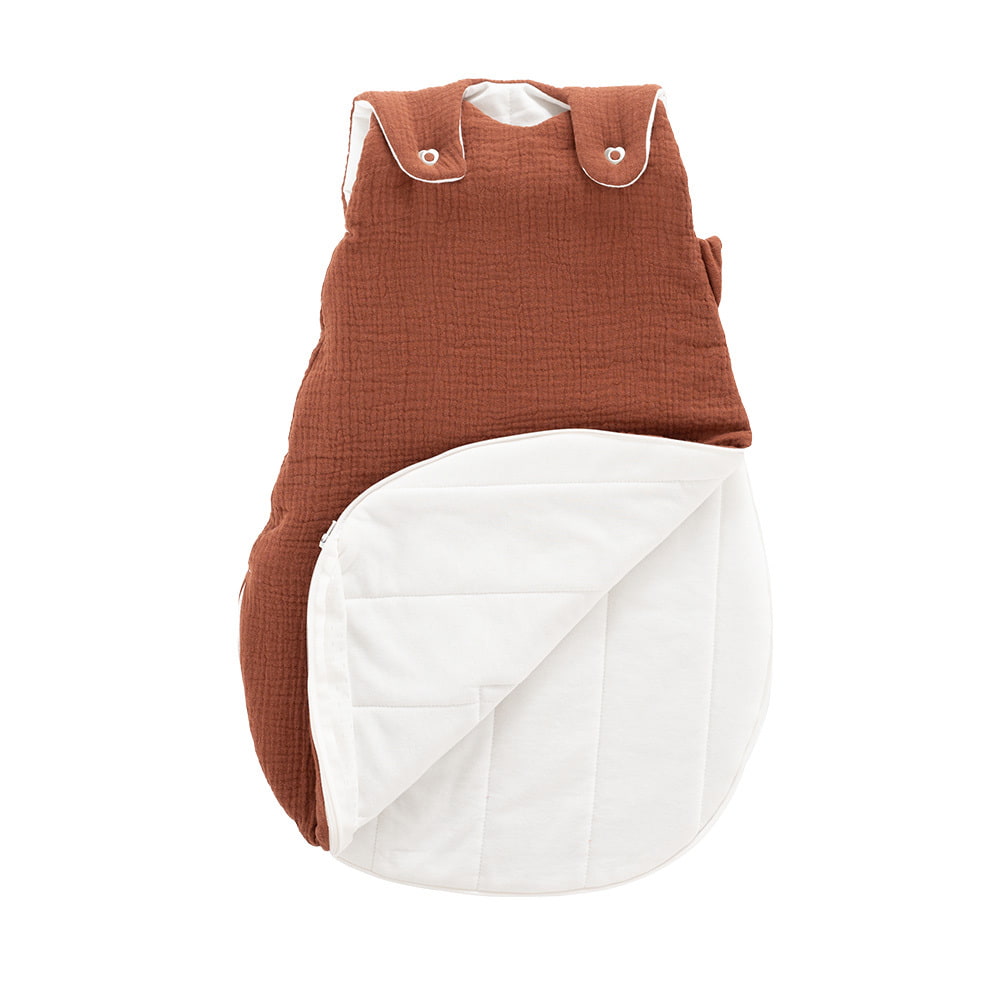 Ganzjahresschlafsack terracotta aufgeklappt