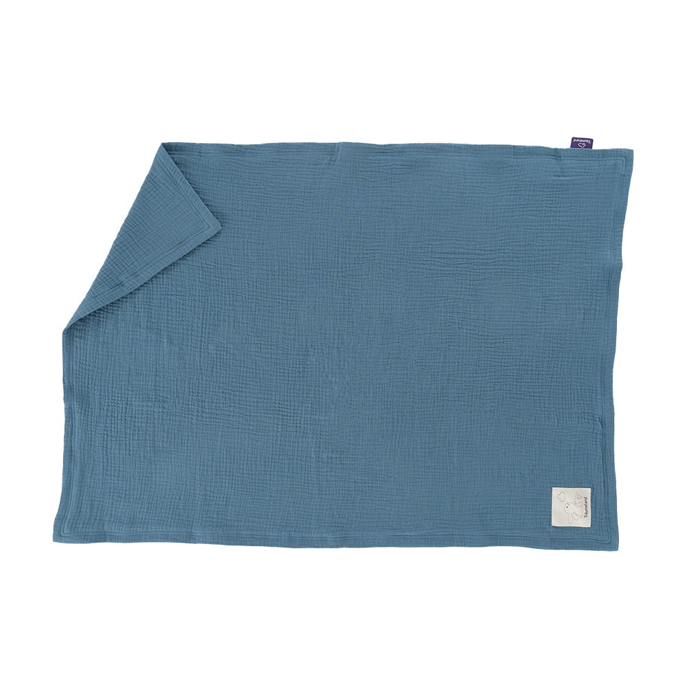 Babydecke jeansblau umgeklappt