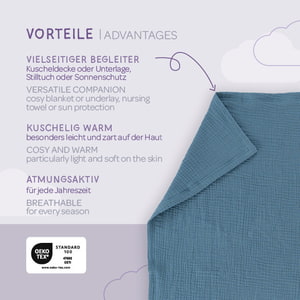 Babydecke jeansblau Vorteil
