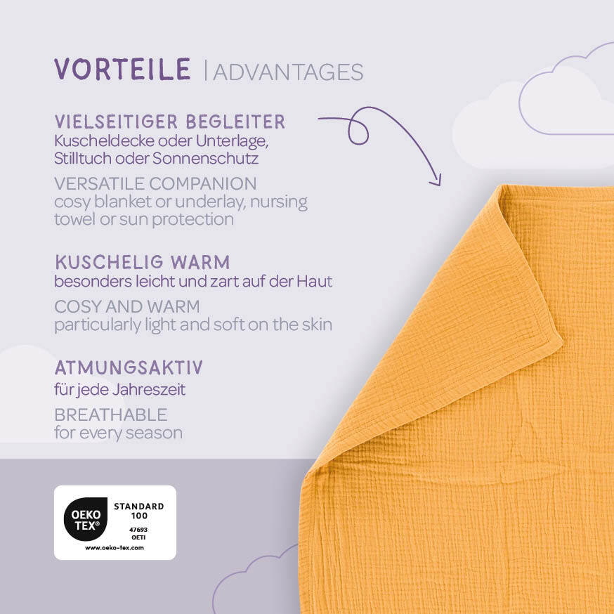 Babydecke Musselin senfgelb Vorteile