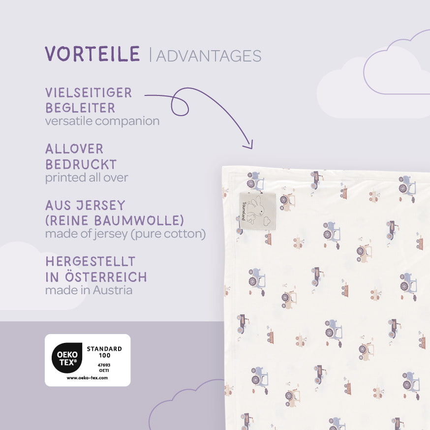 Babydecke Jersey Little Farm blau Vorteile
