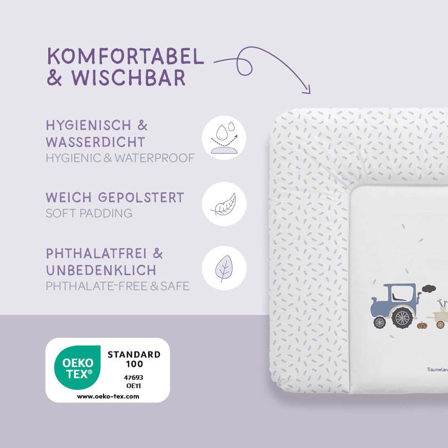 Wickelauflage Little Farm blau Vorteile