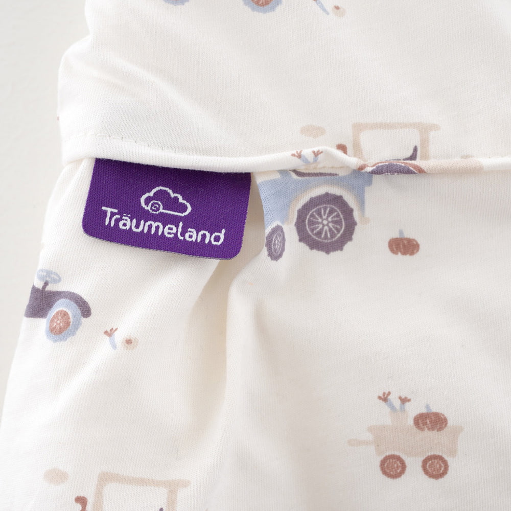 Ganzjahresschlafsack Little Farm blau Etikett