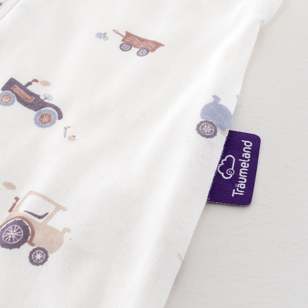 Sommerschlafsack Little Farm blau Etikett