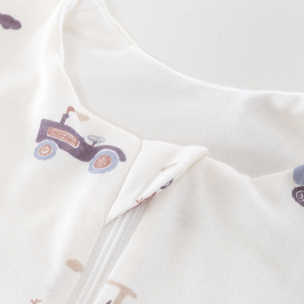 Sommerschlafsack Little Farm blau Kinnschutz