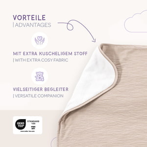 Signature Kuscheldecke in der Farbe taupe Vorteile