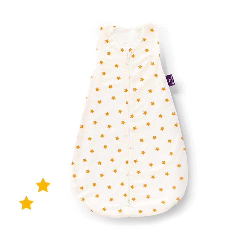 Sommer-Schlafsack TENCEL weiß mit gelben Sternen
