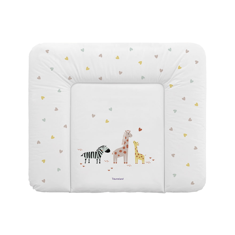 Wickelauflage mit kleinen Giraffen und Zebras