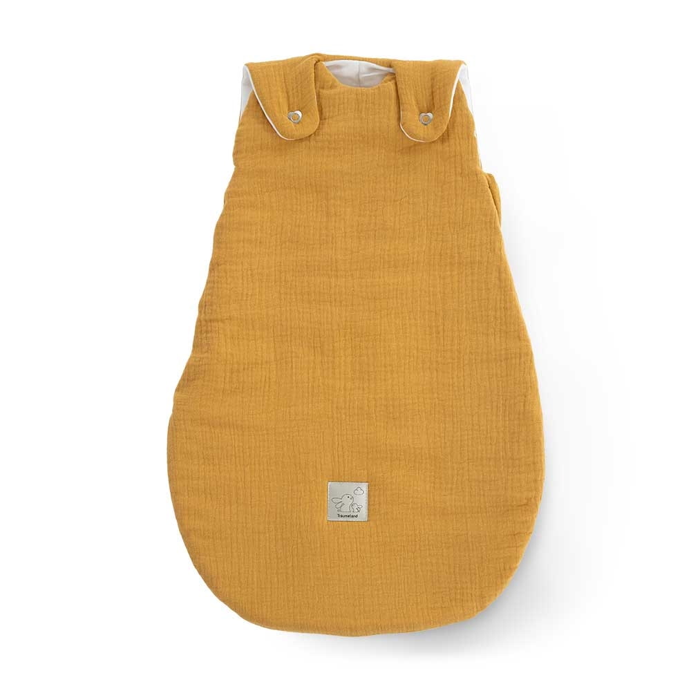 Ganzjahres-Schlafsack Baumwoll-Musselin senfgelb