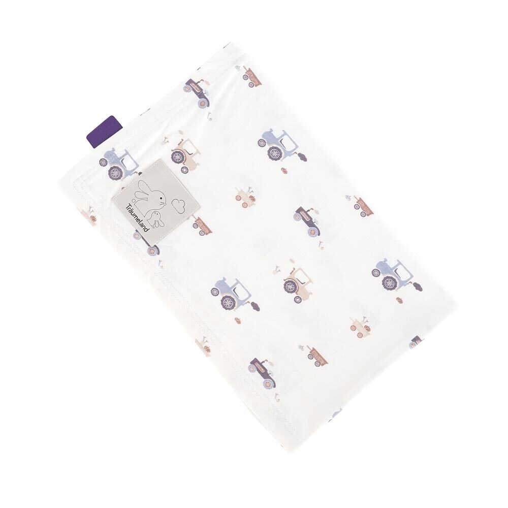 Babydecke Jersey Little Farm blau gefalten
